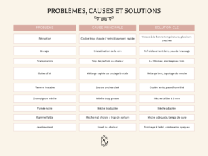 Tableau problèmes et solutions cires