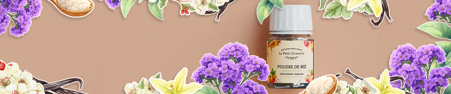 Image de fond du produit: Parfum à l'honneur pour bougies et savons : <br> Poudre de riz