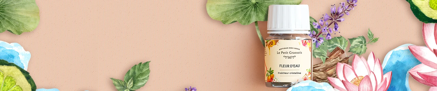 Image de fond du produit: Parfum à l'honneur pour bougies et savons : <br> Fleur d'eau