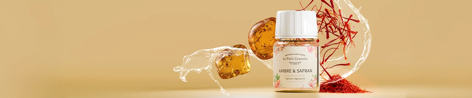 Image de fond du produit: Ambre & Safran : parfum pour bougies et savons
