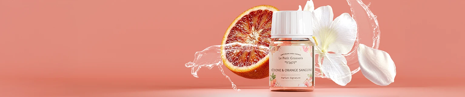 Image de fond du produit: Hédione & Orange sanguine : parfum pour bougies et savons