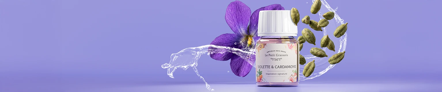 Image de fond du produit: Violette & Cardamome : parfum pour bougies et savons